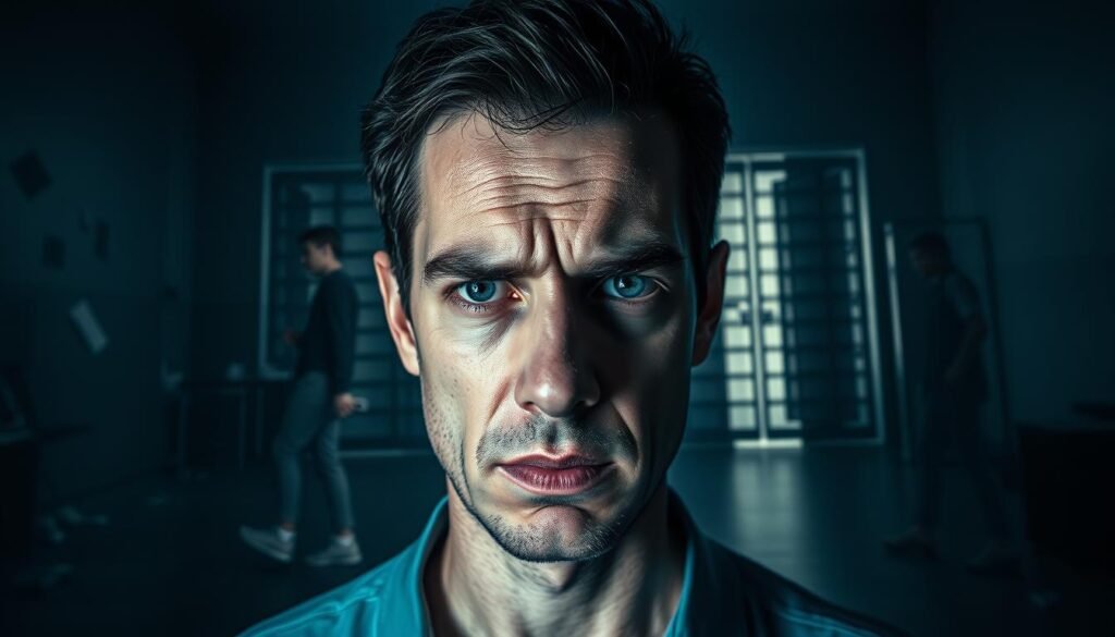 A starkly contrasting visual representation of the key differences between obsessive-compulsive disorder (OCD) and obsessive-compulsive personality disorder (OCPD). In the foreground, a person plagued by intrusive thoughts and compulsive behaviors characteristic of OCD, their face etched with anxiety and a sense of lack of control. In the middle ground, another individual rigidly adhering to a strict set of rules and routines, reflecting the perfectionism and need for order associated with OCPD. The background depicts a chaotic, disorganized environment for OCD, juxtaposed with a meticulously organized, minimalist space for OCPD. Dramatic lighting casts dramatic shadows, heightening the psychological tension between the two conditions. Rendered in a moody, psychological palette to convey the gravity of the disorders.