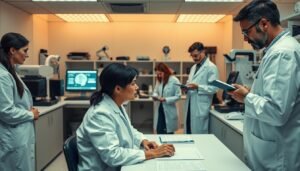 A well-lit laboratory setting, with scientists in white coats meticulously conducting a psychological experiment. In the foreground, a participant is seated at a desk, undergoing a cognitive test, their expressions focused and thoughtful. In the middle ground, researchers observe and record data, their eyes fixed on computer screens and clipboards. The background showcases an array of psychological testing equipment, including brain imaging devices and questionnaires, all bathed in a warm, neutral lighting that enhances the scientific atmosphere. The overall scene conveys the rigorous, systematic approach inherent in psychological sampling, capturing the essence of "The Science Behind Psychological Sampling".