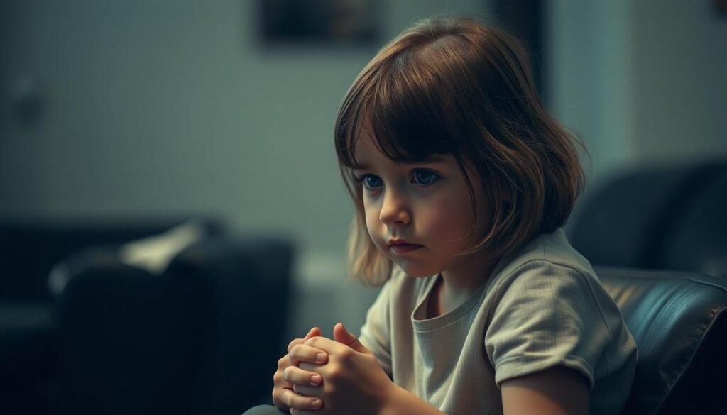 A young girl sitting alone, her gaze pensive and withdrawn, surrounded by a blurred, muted environment. Soft, diffused lighting casts a melancholic atmosphere, emphasizing the sense of isolation. The girl's posture is slightly hunched, her hands fidgeting, hinting at social discomfort and difficulty connecting with her surroundings. The background is intentionally out of focus, drawing the viewer's attention to the girl's introspective expression, suggesting the complex inner world often hidden in cases of undiagnosed autism in female individuals. A young girl sitting alone, her gaze pensive and withdrawn, surrounded by a blurred, muted environment. Soft, diffused lighting casts a melancholic atmosphere, emphasizing the sense of isolation. The girl's posture is slightly hunched, her hands fidgeting, hinting at social discomfort and difficulty connecting with her surroundings. The background is intentionally out of focus, drawing the viewer's attention to the girl's introspective expression, suggesting the complex inner world often hidden in cases of undiagnosed autism in female individuals.