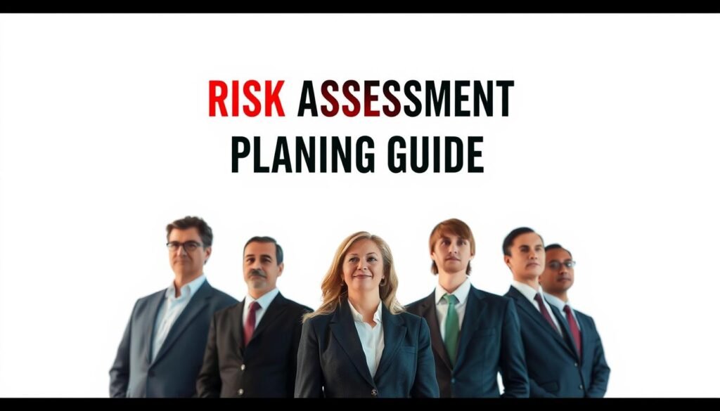 a detailed risk assessment planning guide with a clean and organized layout, featuring a clear title and sections, set against a neutral white or light gray background, with a professional and informative visual style suitable for an article on emergency planning, captured in a high-quality photograph with a shallow depth of field and warm lighting to create a sense of authority and reliability