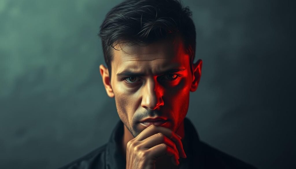 A pensive figure sits in deep contemplation, their face cast in warm, directional lighting that illuminates the furrowed brow and intense gaze. The background is a soft, muted palette of grays and blues, creating a sense of introspection and focus. Subtle textures and patterns in the environment suggest the complex inner workings of the mind, the formation of intent and the psychological underpinnings of human behavior. The composition is balanced, with the subject positioned centrally, drawing the viewer's attention to the profound act of cognition and decision-making. The overall mood is one of thoughtful introspection, capturing the essence of the "Psychological Foundation of Human Intent".