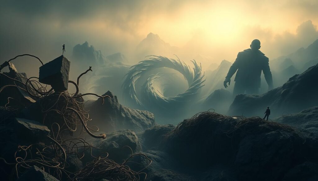 Cognitive biases in decision making patterns: A surreal, abstract landscape depicting the intricate interplay of cognitive biases. In the foreground, a tangle of distorted shapes and disjointed lines represents the fragmented thought processes and irrational impulses that influence our decisions. The middle ground features a swirling vortex of conflicting emotions and cognitive dissonance, casting shadows of uncertainty and self-doubt. In the distant background, a hazy, dreamlike realm suggests the subconscious influences that lurk beneath our conscious awareness. The scene is illuminated by a soft, diffused lighting that creates an atmosphere of introspection and contemplation, inviting the viewer to explore the hidden complexities of the human mind. Cognitive biases in decision making patterns: A surreal, abstract landscape depicting the intricate interplay of cognitive biases. In the foreground, a tangle of distorted shapes and disjointed lines represents the fragmented thought processes and irrational impulses that influence our decisions. The middle ground features a swirling vortex of conflicting emotions and cognitive dissonance, casting shadows of uncertainty and self-doubt. In the distant background, a hazy, dreamlike realm suggests the subconscious influences that lurk beneath our conscious awareness. The scene is illuminated by a soft, diffused lighting that creates an atmosphere of introspection and contemplation, inviting the viewer to explore the hidden complexities of the human mind.