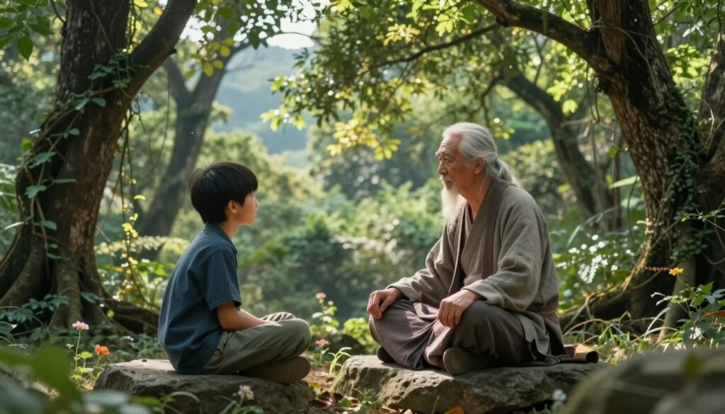 Upanishadic teachings transmitted through teacher-student dialogue in forest retreats Upanishadic teachings transmitted through teacher-student dialogue in forest retreats
