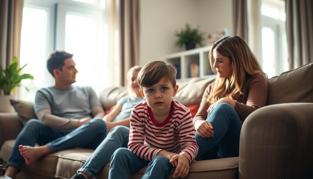 A cozy living room scene, soft natural lighting filters through the windows, illuminating a family gathered on a plush sofa. A young child, their expression troubled, sits slightly apart from their parents, who gaze at them with concern. Subtle shifts in body language and facial cues suggest unspoken emotional distress. The room's atmosphere is one of quiet unease, hinting at the "Subtle Behavioral Changes That Signal Deeper Problems" the article explores. A cozy living room scene, soft natural lighting filters through the windows, illuminating a family gathered on a plush sofa. A young child, their expression troubled, sits slightly apart from their parents, who gaze at them with concern. Subtle shifts in body language and facial cues suggest unspoken emotional distress. The room's atmosphere is one of quiet unease, hinting at the "Subtle Behavioral Changes That Signal Deeper Problems" the article explores.