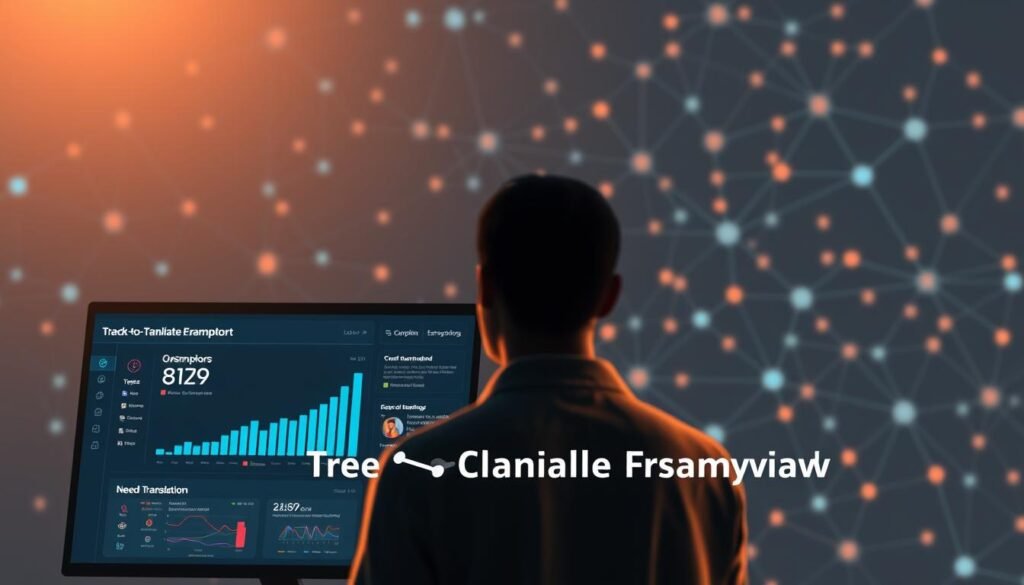 A vibrant, data-driven visualization of the "Track-to-Translate" workplace support framework. In the foreground, a sleek dashboard displays key metrics and insights, guiding the user through the process of symptom assessment and need translation. The middle ground features a stylized human figure, thoughtfully considering the information presented. In the background, a tapestry of interconnected nodes and pathways suggests the complex web of factors that contribute to workplace well-being. Soft, directional lighting casts a warm, contemplative tone, while a muted color palette lends an air of professionalism and authority. Rendered in a clean, modern aesthetic, this image seamlessly integrates form and function to encapsulate the essence of the "Understanding the Track-to-Translate Framework" section. A vibrant, data-driven visualization of the "Track-to-Translate" workplace support framework. In the foreground, a sleek dashboard displays key metrics and insights, guiding the user through the process of symptom assessment and need translation. The middle ground features a stylized human figure, thoughtfully considering the information presented. In the background, a tapestry of interconnected nodes and pathways suggests the complex web of factors that contribute to workplace well-being. Soft, directional lighting casts a warm, contemplative tone, while a muted color palette lends an air of professionalism and authority. Rendered in a clean, modern aesthetic, this image seamlessly integrates form and function to encapsulate the essence of the "Understanding the Track-to-Translate Framework" section.