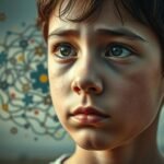 A detailed portrait depicting the core characteristics and symptoms of autism spectrum disorder. In the foreground, a young individual with a pensive expression, their face softly illuminated, conveying a sense of introspection and sensory sensitivity. The middle ground features a swirling, abstract pattern of shapes and colors, representing the complex neurological processing and cognitive differences associated with autism. In the background, a hazy, dreamlike landscape with muted tones, evoking the unique perceptual experiences and emotional landscapes often experienced by those on the spectrum. The overall mood is one of contemplation, highlighting the nuanced and deeply personal nature of the autism experience.