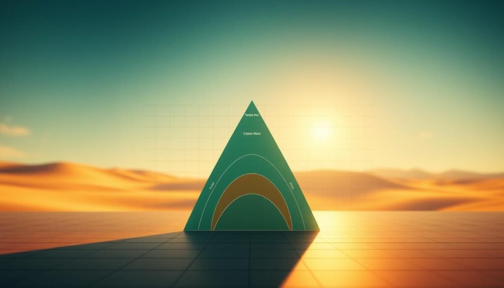 A visually striking and conceptual illustration of a narrative arc development framework, captured in a wide-angle shot with a deep depth of field. The foreground features a three-dimensional, geometric representation of the narrative arc, with distinct stages or phases represented by different shapes and colors. The middle ground showcases a minimalist, gridded background that suggests structure and organization, while the background displays a softly blurred, ethereal landscape that evokes a sense of imagination and creativity. The lighting is warm and directional, casting gentle shadows that add depth and dimensionality to the scene. The overall mood is one of thoughtful contemplation, inviting the viewer to engage with the framework and consider its applications in storytelling and brand development.
